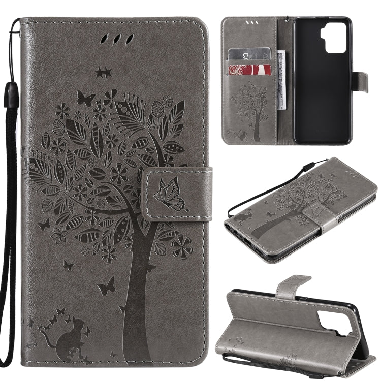 Tree & Cat Pattern Pressed Printing Horizontal Flip PU Leather Case with Holder & Card Slots & Wallet & Lanyard, For LG Stylo 7 5G / 4G, For OPPO F19 / A74 4G, For OPPO A93 5G / A74 5G, For OPPO A94 4G / F19 Pro / Reno 5F�������������������������������...