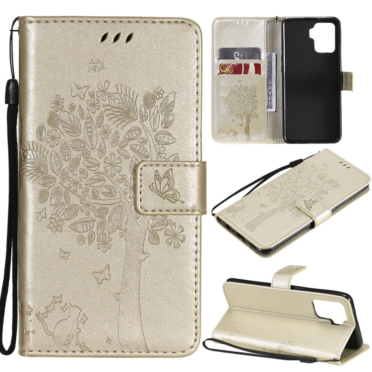 Tree & Cat Pattern Pressed Printing Horizontal Flip PU Leather Case with Holder & Card Slots & Wallet & Lanyard, For LG Stylo 7 5G / 4G, For OPPO F19 / A74 4G, For OPPO A93 5G / A74 5G, For OPPO A94 4G / F19 Pro / Reno 5F�������������������������������...