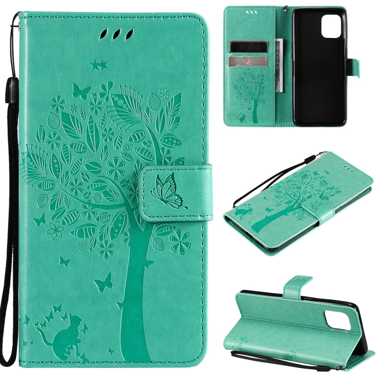 Tree & Cat Pattern Pressed Printing Horizontal Flip PU Leather Case with Holder & Card Slots & Wallet & Lanyard, For LG Stylo 7 5G / 4G, For OPPO F19 / A74 4G, For OPPO A93 5G / A74 5G, For OPPO A94 4G / F19 Pro / Reno 5F�������������������������������...
