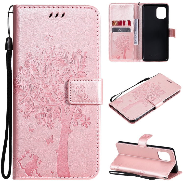 Tree & Cat Pattern Pressed Printing Horizontal Flip PU Leather Case with Holder & Card Slots & Wallet & Lanyard, For LG Stylo 7 5G / 4G, For OPPO F19 / A74 4G, For OPPO A93 5G / A74 5G, For OPPO A94 4G / F19 Pro / Reno 5F�������������������������������...