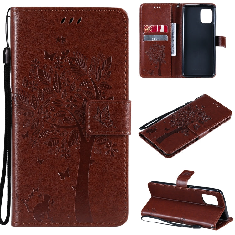 Tree & Cat Pattern Pressed Printing Horizontal Flip PU Leather Case with Holder & Card Slots & Wallet & Lanyard, For LG Stylo 7 5G / 4G, For OPPO F19 / A74 4G, For OPPO A93 5G / A74 5G, For OPPO A94 4G / F19 Pro / Reno 5F�������������������������������...