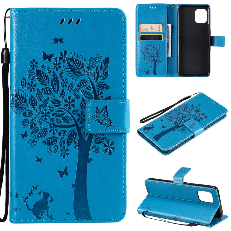 Tree & Cat Pattern Pressed Printing Horizontal Flip PU Leather Case with Holder & Card Slots & Wallet & Lanyard, For LG Stylo 7 5G / 4G, For OPPO F19 / A74 4G, For OPPO A93 5G / A74 5G, For OPPO A94 4G / F19 Pro / Reno 5F�������������������������������...