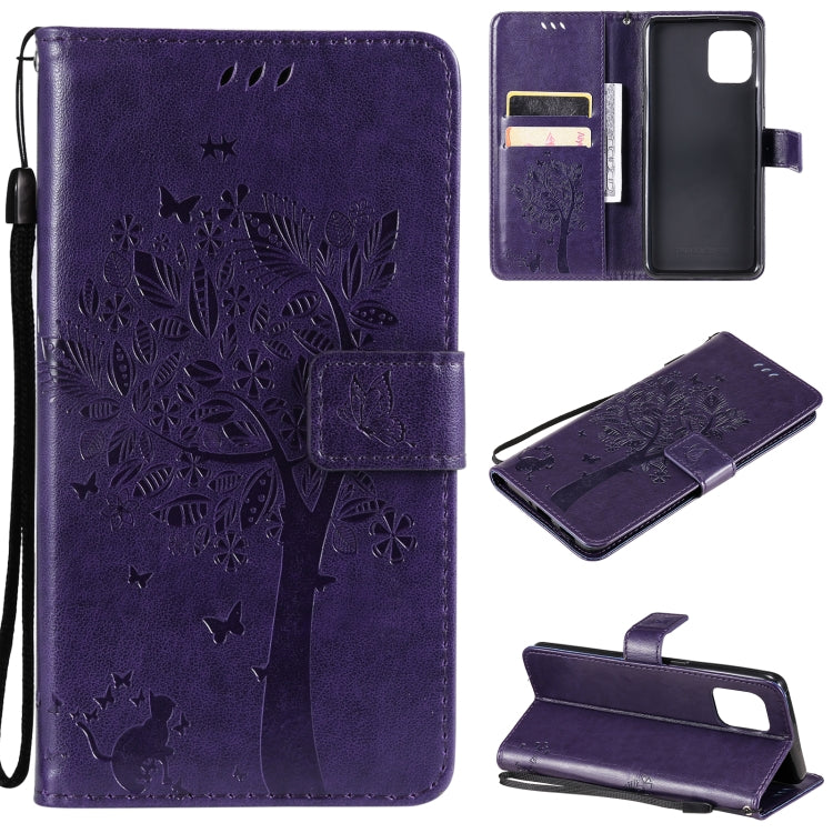 Tree & Cat Pattern Pressed Printing Horizontal Flip PU Leather Case with Holder & Card Slots & Wallet & Lanyard, For LG Stylo 7 5G / 4G, For OPPO F19 / A74 4G, For OPPO A93 5G / A74 5G, For OPPO A94 4G / F19 Pro / Reno 5F�������������������������������...