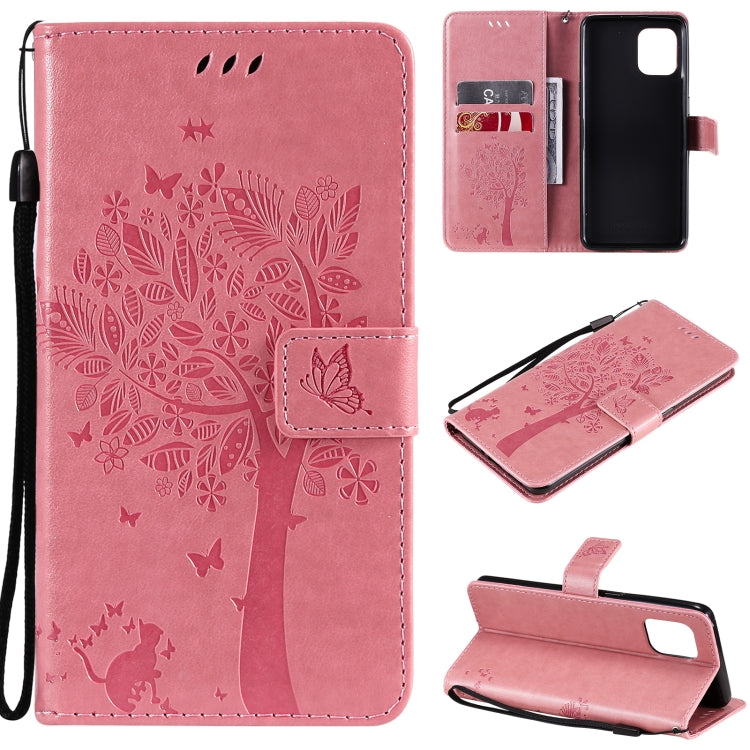 Tree & Cat Pattern Pressed Printing Horizontal Flip PU Leather Case with Holder & Card Slots & Wallet & Lanyard, For LG Stylo 7 5G / 4G, For OPPO F19 / A74 4G, For OPPO A93 5G / A74 5G, For OPPO A94 4G / F19 Pro / Reno 5F�������������������������������...