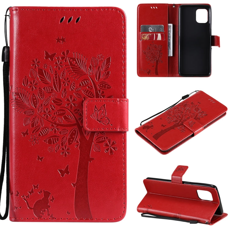 Tree & Cat Pattern Pressed Printing Horizontal Flip PU Leather Case with Holder & Card Slots & Wallet & Lanyard, For LG Stylo 7 5G / 4G, For OPPO F19 / A74 4G, For OPPO A93 5G / A74 5G, For OPPO A94 4G / F19 Pro / Reno 5F�������������������������������...