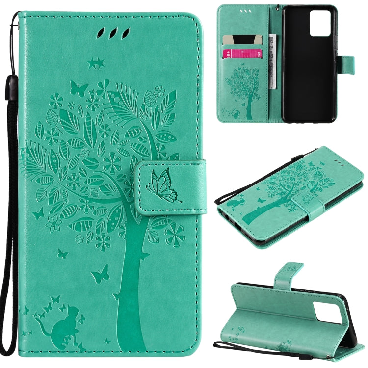 Tree & Cat Pattern Pressed Printing Horizontal Flip PU Leather Case with Holder & Card Slots & Wallet & Lanyard, For LG Stylo 7 5G / 4G, For OPPO F19 / A74 4G, For OPPO A93 5G / A74 5G, For OPPO A94 4G / F19 Pro / Reno 5F�������������������������������...