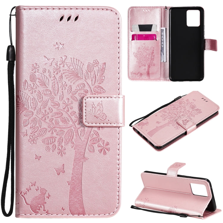 Tree & Cat Pattern Pressed Printing Horizontal Flip PU Leather Case with Holder & Card Slots & Wallet & Lanyard, For LG Stylo 7 5G / 4G, For OPPO F19 / A74 4G, For OPPO A93 5G / A74 5G, For OPPO A94 4G / F19 Pro / Reno 5F�������������������������������...
