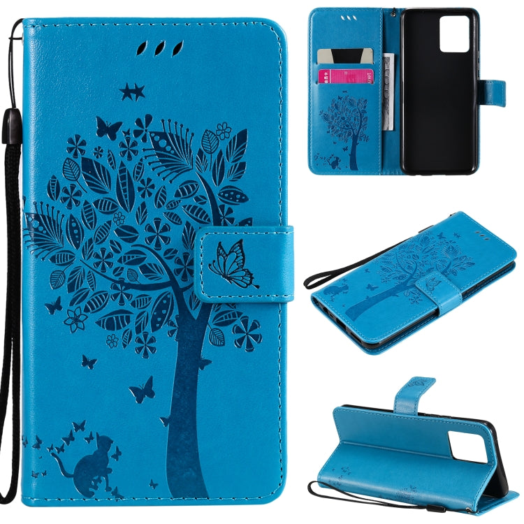 Tree & Cat Pattern Pressed Printing Horizontal Flip PU Leather Case with Holder & Card Slots & Wallet & Lanyard, For LG Stylo 7 5G / 4G, For OPPO F19 / A74 4G, For OPPO A93 5G / A74 5G, For OPPO A94 4G / F19 Pro / Reno 5F�������������������������������...
