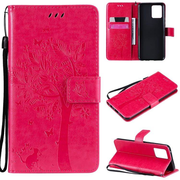 Tree & Cat Pattern Pressed Printing Horizontal Flip PU Leather Case with Holder & Card Slots & Wallet & Lanyard, For LG Stylo 7 5G / 4G, For OPPO F19 / A74 4G, For OPPO A93 5G / A74 5G, For OPPO A94 4G / F19 Pro / Reno 5F�������������������������������...