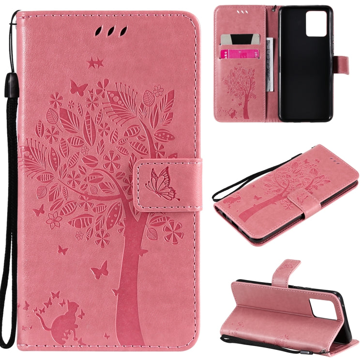 Tree & Cat Pattern Pressed Printing Horizontal Flip PU Leather Case with Holder & Card Slots & Wallet & Lanyard, For LG Stylo 7 5G / 4G, For OPPO F19 / A74 4G, For OPPO A93 5G / A74 5G, For OPPO A94 4G / F19 Pro / Reno 5F�������������������������������...