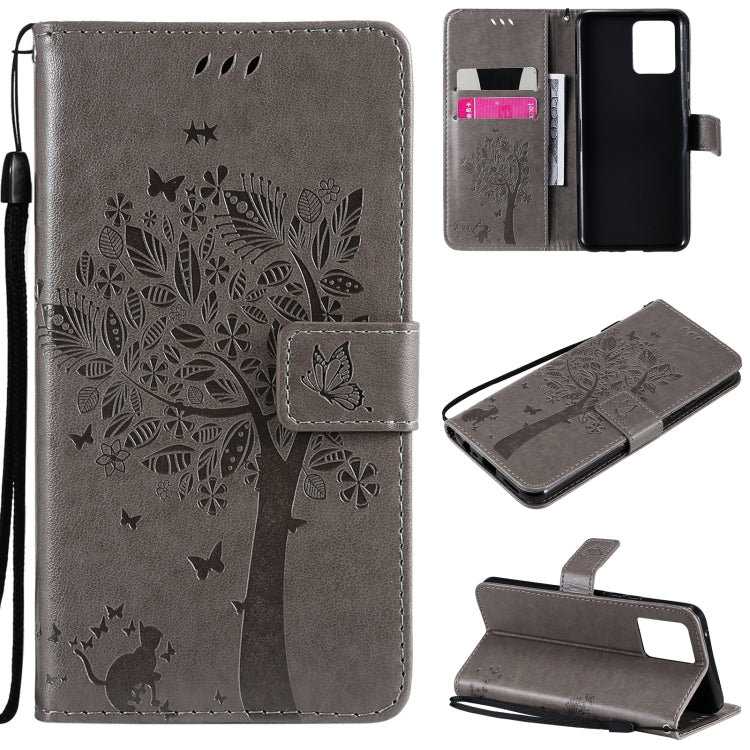 Tree & Cat Pattern Pressed Printing Horizontal Flip PU Leather Case with Holder & Card Slots & Wallet & Lanyard, For LG Stylo 7 5G / 4G, For OPPO F19 / A74 4G, For OPPO A93 5G / A74 5G, For OPPO A94 4G / F19 Pro / Reno 5F�������������������������������...