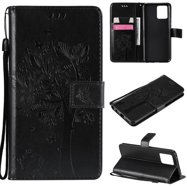 Tree & Cat Pattern Pressed Printing Horizontal Flip PU Leather Case with Holder & Card Slots & Wallet & Lanyard, For LG Stylo 7 5G / 4G, For OPPO F19 / A74 4G, For OPPO A93 5G / A74 5G, For OPPO A94 4G / F19 Pro / Reno 5F�������������������������������...