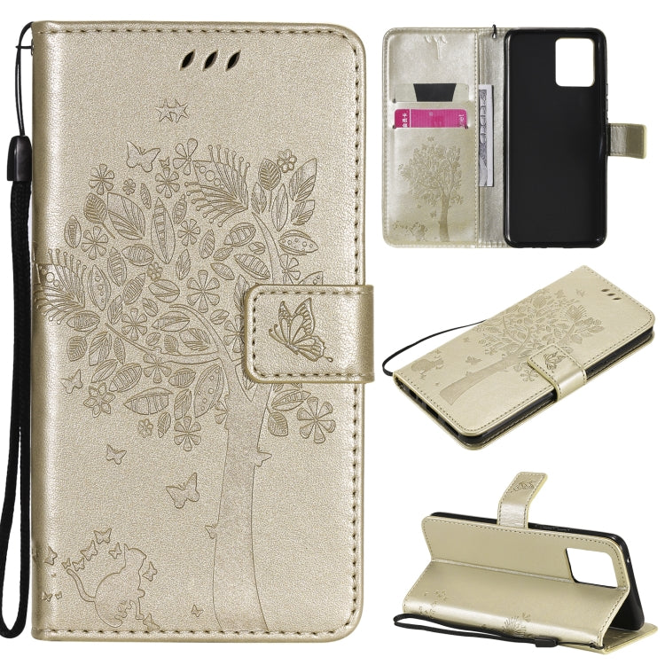 Tree & Cat Pattern Pressed Printing Horizontal Flip PU Leather Case with Holder & Card Slots & Wallet & Lanyard, For LG Stylo 7 5G / 4G, For OPPO F19 / A74 4G, For OPPO A93 5G / A74 5G, For OPPO A94 4G / F19 Pro / Reno 5F�������������������������������...