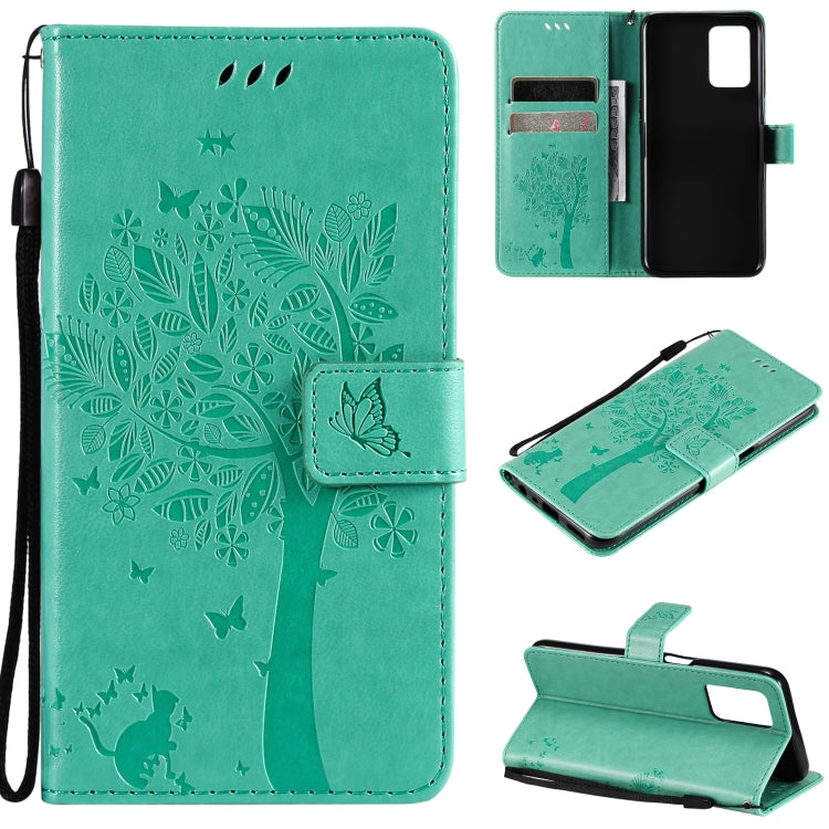 Tree & Cat Pattern Pressed Printing Horizontal Flip PU Leather Case with Holder & Card Slots & Wallet & Lanyard, For LG Stylo 7 5G / 4G, For OPPO F19 / A74 4G, For OPPO A93 5G / A74 5G, For OPPO A94 4G / F19 Pro / Reno 5F�������������������������������...