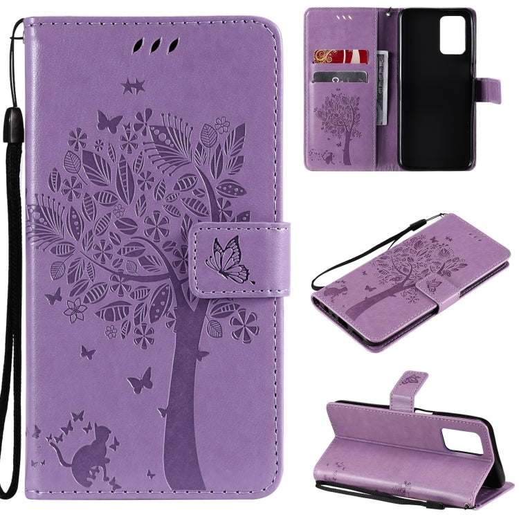 Tree & Cat Pattern Pressed Printing Horizontal Flip PU Leather Case with Holder & Card Slots & Wallet & Lanyard, For LG Stylo 7 5G / 4G, For OPPO F19 / A74 4G, For OPPO A93 5G / A74 5G, For OPPO A94 4G / F19 Pro / Reno 5F�������������������������������...