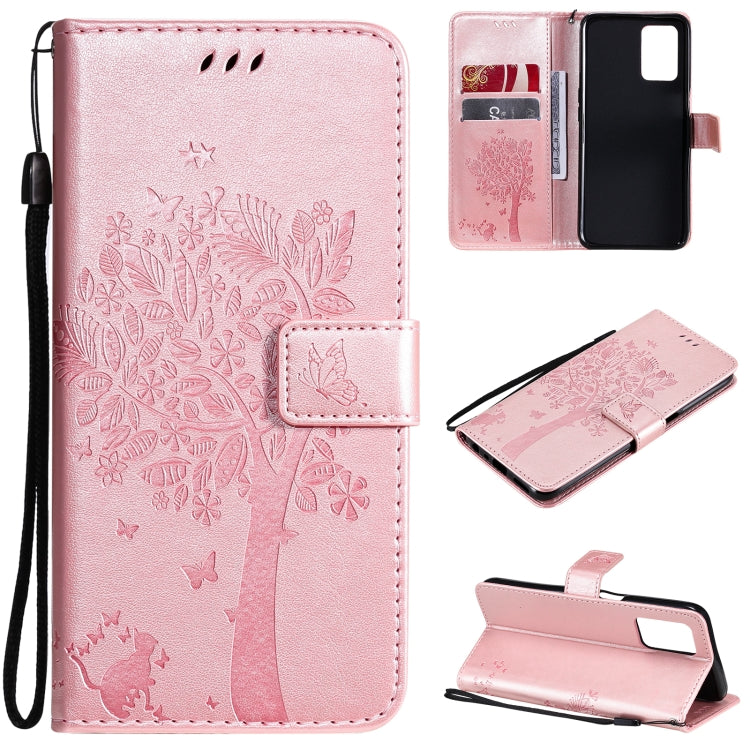 Tree & Cat Pattern Pressed Printing Horizontal Flip PU Leather Case with Holder & Card Slots & Wallet & Lanyard, For LG Stylo 7 5G / 4G, For OPPO F19 / A74 4G, For OPPO A93 5G / A74 5G, For OPPO A94 4G / F19 Pro / Reno 5F�������������������������������...