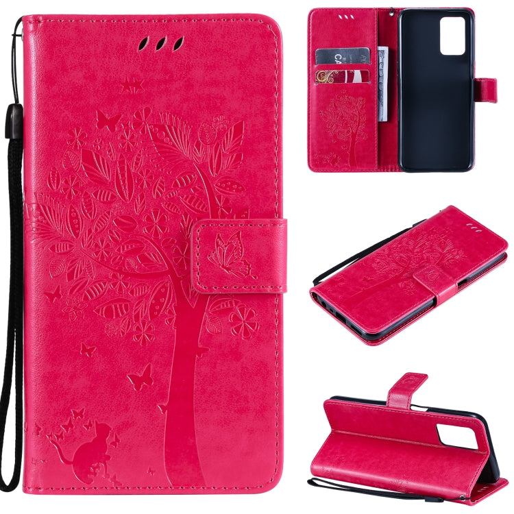 Tree & Cat Pattern Pressed Printing Horizontal Flip PU Leather Case with Holder & Card Slots & Wallet & Lanyard, For LG Stylo 7 5G / 4G, For OPPO F19 / A74 4G, For OPPO A93 5G / A74 5G, For OPPO A94 4G / F19 Pro / Reno 5F�������������������������������...