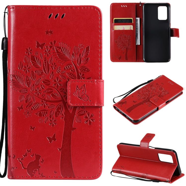 Tree & Cat Pattern Pressed Printing Horizontal Flip PU Leather Case with Holder & Card Slots & Wallet & Lanyard, For LG Stylo 7 5G / 4G, For OPPO F19 / A74 4G, For OPPO A93 5G / A74 5G, For OPPO A94 4G / F19 Pro / Reno 5F�������������������������������...