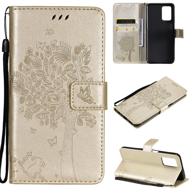 Tree & Cat Pattern Pressed Printing Horizontal Flip PU Leather Case with Holder & Card Slots & Wallet & Lanyard, For LG Stylo 7 5G / 4G, For OPPO F19 / A74 4G, For OPPO A93 5G / A74 5G, For OPPO A94 4G / F19 Pro / Reno 5F�������������������������������...