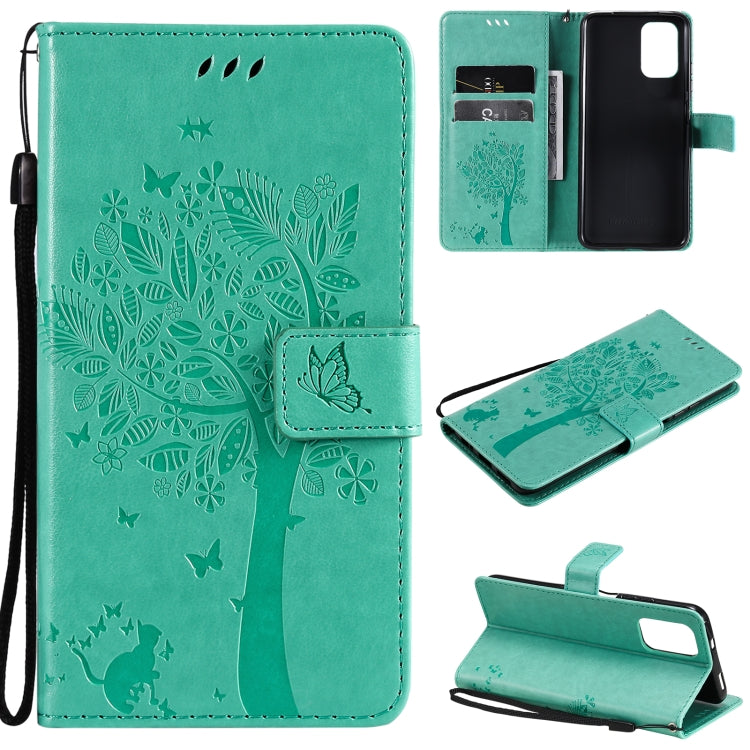 Tree & Cat Pattern Pressed Printing Horizontal Flip PU Leather Case with Holder & Card Slots & Wallet & Lanyard, For Xiaomi Redmi Note 10 4G, For Xiaomi Redmi Note 10 Pro, For Samsung Galaxy A32 4G, For Samsung Galaxy S21 FE, For Xiaomi Mi 11 Lite 5G��...