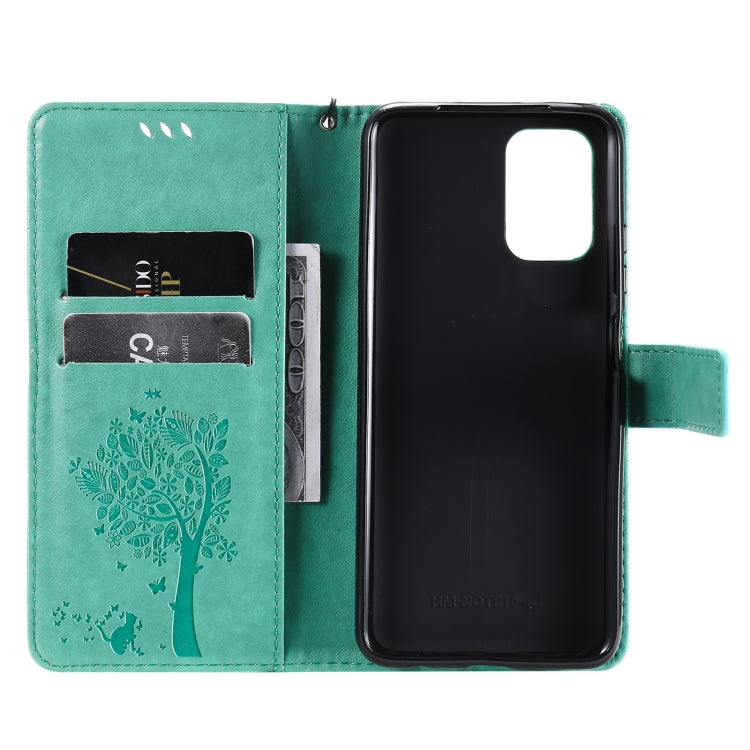 Tree & Cat Pattern Pressed Printing Horizontal Flip PU Leather Case with Holder & Card Slots & Wallet & Lanyard, For Xiaomi Redmi Note 10 4G, For Xiaomi Redmi Note 10 Pro, For Samsung Galaxy A32 4G, For Samsung Galaxy S21 FE, For Xiaomi Mi 11 Lite 5G��...