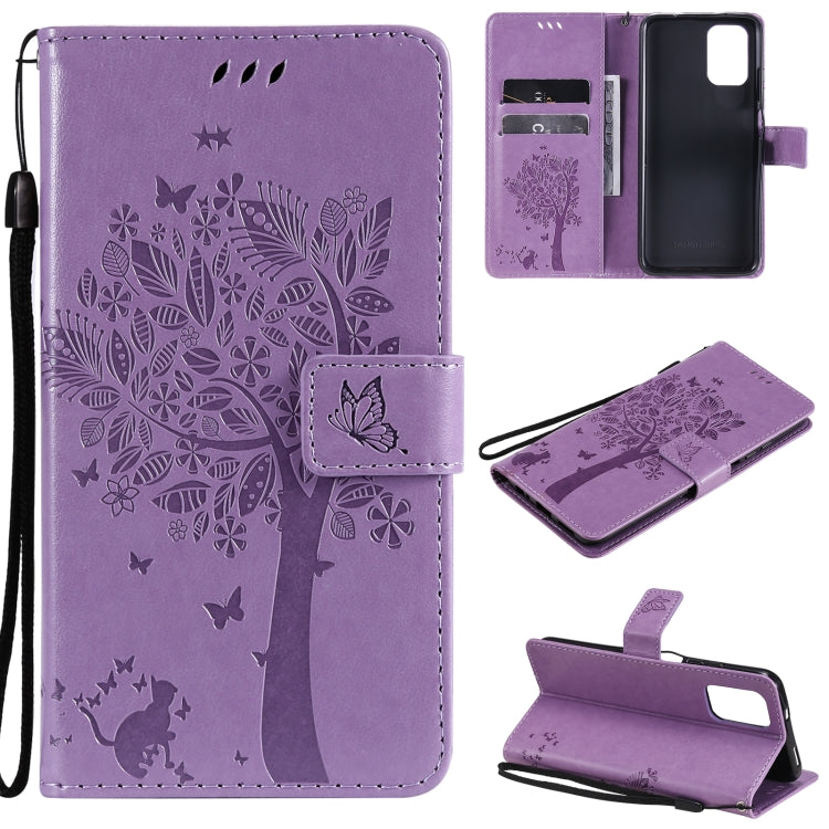 Tree & Cat Pattern Pressed Printing Horizontal Flip PU Leather Case with Holder & Card Slots & Wallet & Lanyard, For Xiaomi Redmi Note 10 4G, For Xiaomi Redmi Note 10 Pro, For Samsung Galaxy A32 4G, For Samsung Galaxy S21 FE, For Xiaomi Mi 11 Lite 5G��...
