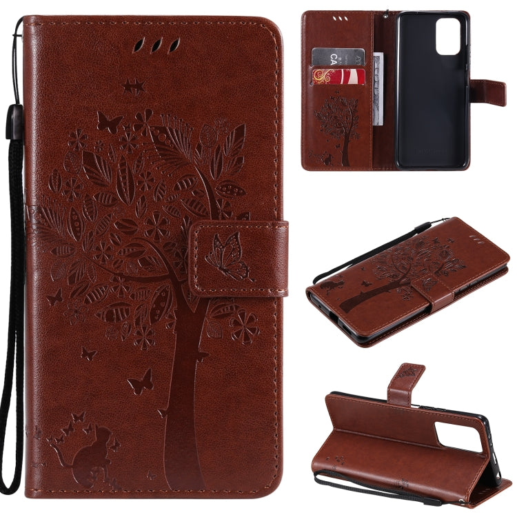 Tree & Cat Pattern Pressed Printing Horizontal Flip PU Leather Case with Holder & Card Slots & Wallet & Lanyard, For Xiaomi Redmi Note 10 4G, For Xiaomi Redmi Note 10 Pro, For Samsung Galaxy A32 4G, For Samsung Galaxy S21 FE, For Xiaomi Mi 11 Lite 5G��...