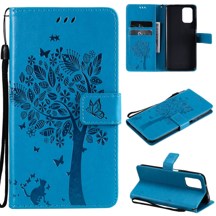 Tree & Cat Pattern Pressed Printing Horizontal Flip PU Leather Case with Holder & Card Slots & Wallet & Lanyard, For Xiaomi Redmi Note 10 4G, For Xiaomi Redmi Note 10 Pro, For Samsung Galaxy A32 4G, For Samsung Galaxy S21 FE, For Xiaomi Mi 11 Lite 5G��...