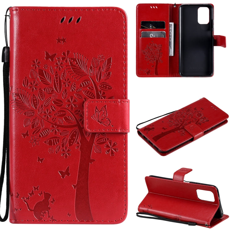 Tree & Cat Pattern Pressed Printing Horizontal Flip PU Leather Case with Holder & Card Slots & Wallet & Lanyard, For Xiaomi Redmi Note 10 4G, For Xiaomi Redmi Note 10 Pro, For Samsung Galaxy A32 4G, For Samsung Galaxy S21 FE, For Xiaomi Mi 11 Lite 5G��...