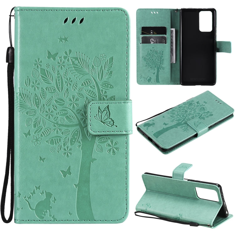 Tree & Cat Pattern Pressed Printing Horizontal Flip PU Leather Case with Holder & Card Slots & Wallet & Lanyard, For Xiaomi Redmi Note 10 4G, For Xiaomi Redmi Note 10 Pro, For Samsung Galaxy A32 4G, For Samsung Galaxy S21 FE, For Xiaomi Mi 11 Lite 5G��...