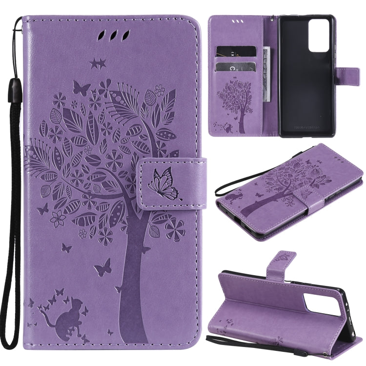 Tree & Cat Pattern Pressed Printing Horizontal Flip PU Leather Case with Holder & Card Slots & Wallet & Lanyard, For Xiaomi Redmi Note 10 4G, For Xiaomi Redmi Note 10 Pro, For Samsung Galaxy A32 4G, For Samsung Galaxy S21 FE, For Xiaomi Mi 11 Lite 5G��...