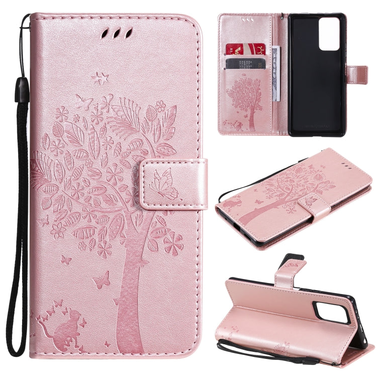 Tree & Cat Pattern Pressed Printing Horizontal Flip PU Leather Case with Holder & Card Slots & Wallet & Lanyard, For Xiaomi Redmi Note 10 4G, For Xiaomi Redmi Note 10 Pro, For Samsung Galaxy A32 4G, For Samsung Galaxy S21 FE, For Xiaomi Mi 11 Lite 5G��...