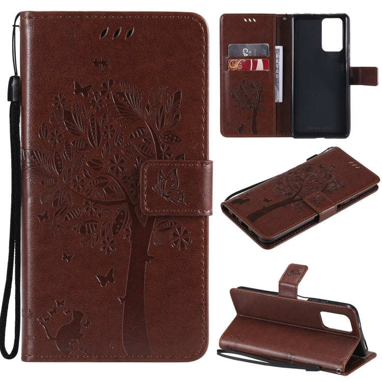 Tree & Cat Pattern Pressed Printing Horizontal Flip PU Leather Case with Holder & Card Slots & Wallet & Lanyard, For Xiaomi Redmi Note 10 4G, For Xiaomi Redmi Note 10 Pro, For Samsung Galaxy A32 4G, For Samsung Galaxy S21 FE, For Xiaomi Mi 11 Lite 5G��...