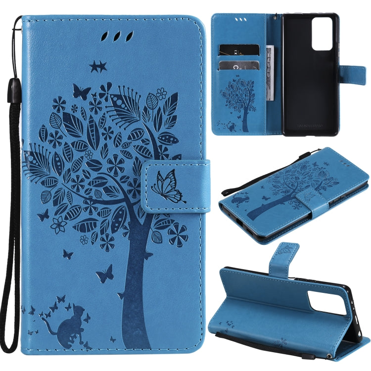 Tree & Cat Pattern Pressed Printing Horizontal Flip PU Leather Case with Holder & Card Slots & Wallet & Lanyard, For Xiaomi Redmi Note 10 4G, For Xiaomi Redmi Note 10 Pro, For Samsung Galaxy A32 4G, For Samsung Galaxy S21 FE, For Xiaomi Mi 11 Lite 5G��...