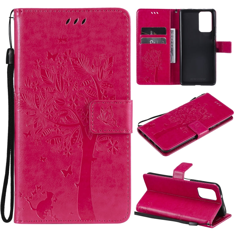Tree & Cat Pattern Pressed Printing Horizontal Flip PU Leather Case with Holder & Card Slots & Wallet & Lanyard, For Xiaomi Redmi Note 10 4G, For Xiaomi Redmi Note 10 Pro, For Samsung Galaxy A32 4G, For Samsung Galaxy S21 FE, For Xiaomi Mi 11 Lite 5G��...