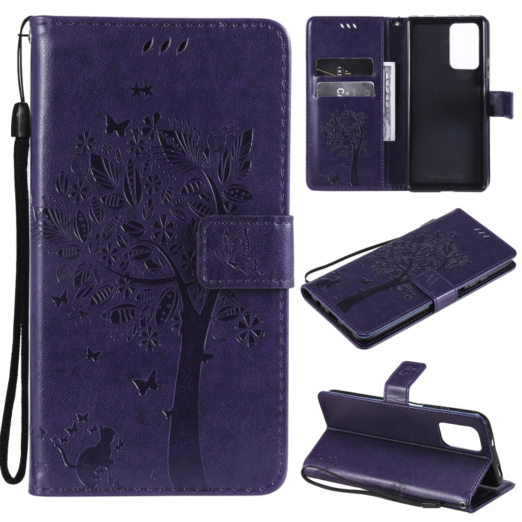 Tree & Cat Pattern Pressed Printing Horizontal Flip PU Leather Case with Holder & Card Slots & Wallet & Lanyard, For Xiaomi Redmi Note 10 4G, For Xiaomi Redmi Note 10 Pro, For Samsung Galaxy A32 4G, For Samsung Galaxy S21 FE, For Xiaomi Mi 11 Lite 5G��...