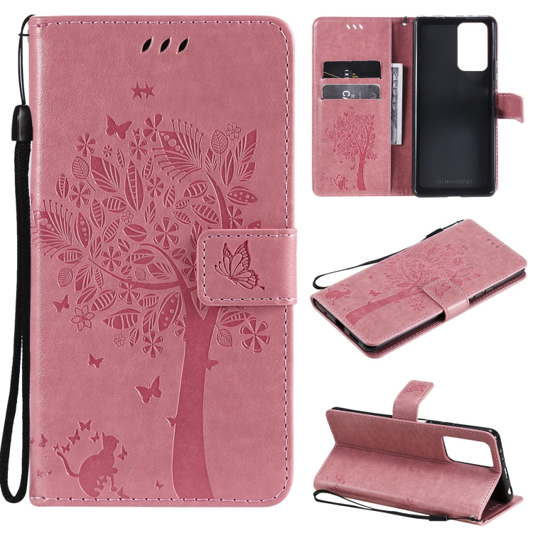 Tree & Cat Pattern Pressed Printing Horizontal Flip PU Leather Case with Holder & Card Slots & Wallet & Lanyard, For Xiaomi Redmi Note 10 4G, For Xiaomi Redmi Note 10 Pro, For Samsung Galaxy A32 4G, For Samsung Galaxy S21 FE, For Xiaomi Mi 11 Lite 5G��...