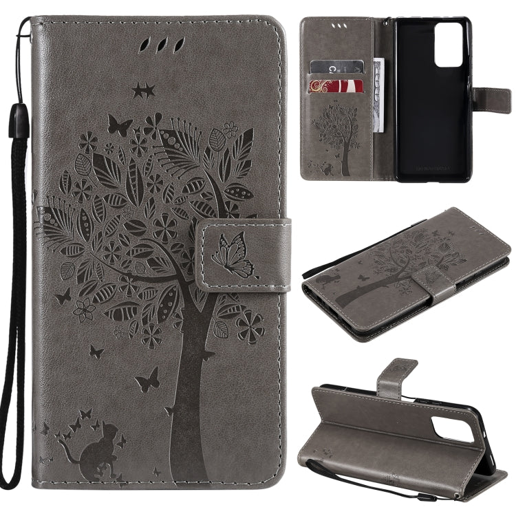 Tree & Cat Pattern Pressed Printing Horizontal Flip PU Leather Case with Holder & Card Slots & Wallet & Lanyard, For Xiaomi Redmi Note 10 4G, For Xiaomi Redmi Note 10 Pro, For Samsung Galaxy A32 4G, For Samsung Galaxy S21 FE, For Xiaomi Mi 11 Lite 5G��...