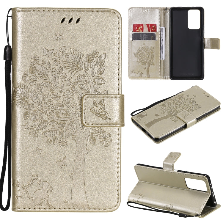 Tree & Cat Pattern Pressed Printing Horizontal Flip PU Leather Case with Holder & Card Slots & Wallet & Lanyard, For Xiaomi Redmi Note 10 4G, For Xiaomi Redmi Note 10 Pro, For Samsung Galaxy A32 4G, For Samsung Galaxy S21 FE, For Xiaomi Mi 11 Lite 5G��...