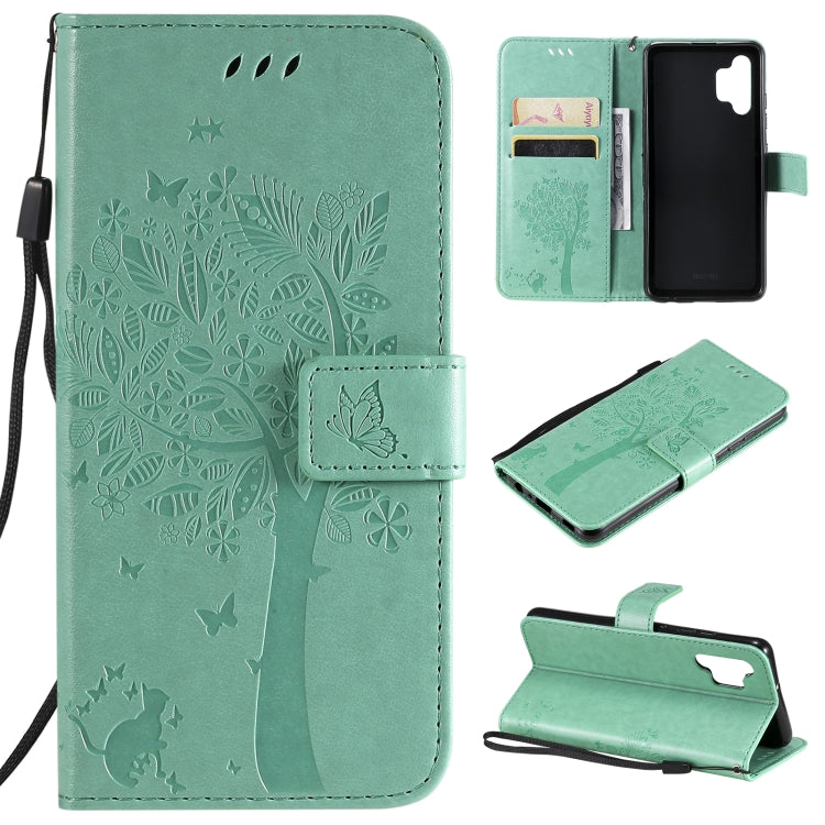 Tree & Cat Pattern Pressed Printing Horizontal Flip PU Leather Case with Holder & Card Slots & Wallet & Lanyard, For Xiaomi Redmi Note 10 4G, For Xiaomi Redmi Note 10 Pro, For Samsung Galaxy A32 4G, For Samsung Galaxy S21 FE, For Xiaomi Mi 11 Lite 5G��...