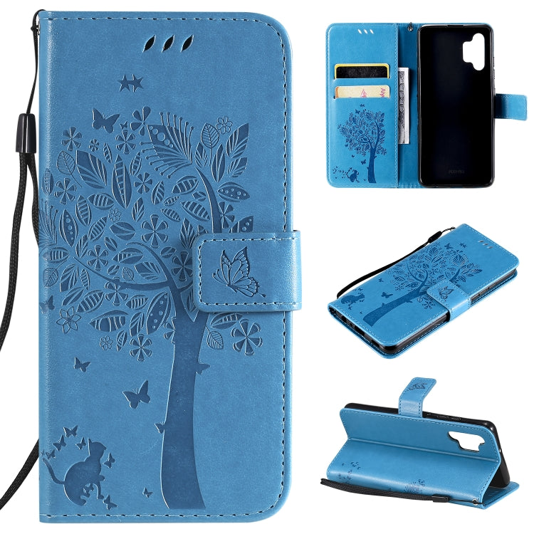 Tree & Cat Pattern Pressed Printing Horizontal Flip PU Leather Case with Holder & Card Slots & Wallet & Lanyard, For Xiaomi Redmi Note 10 4G, For Xiaomi Redmi Note 10 Pro, For Samsung Galaxy A32 4G, For Samsung Galaxy S21 FE, For Xiaomi Mi 11 Lite 5G��...