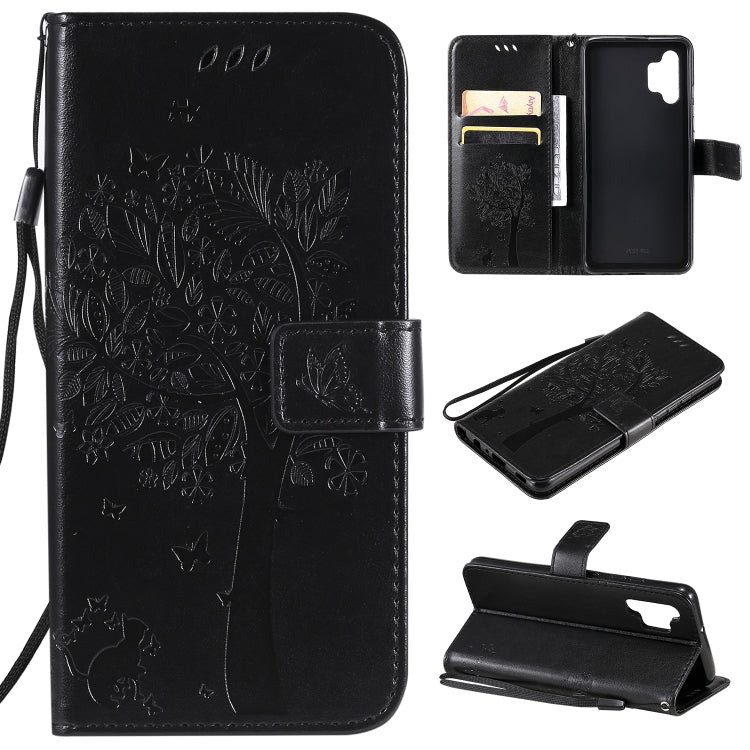Tree & Cat Pattern Pressed Printing Horizontal Flip PU Leather Case with Holder & Card Slots & Wallet & Lanyard, For Xiaomi Redmi Note 10 4G, For Xiaomi Redmi Note 10 Pro, For Samsung Galaxy A32 4G, For Samsung Galaxy S21 FE, For Xiaomi Mi 11 Lite 5G��...
