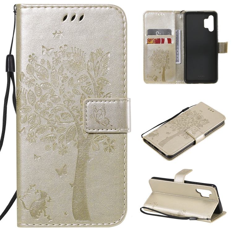 Tree & Cat Pattern Pressed Printing Horizontal Flip PU Leather Case with Holder & Card Slots & Wallet & Lanyard, For Xiaomi Redmi Note 10 4G, For Xiaomi Redmi Note 10 Pro, For Samsung Galaxy A32 4G, For Samsung Galaxy S21 FE, For Xiaomi Mi 11 Lite 5G��...