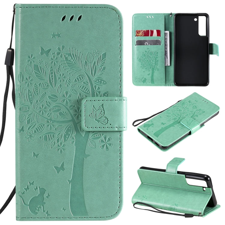 Tree & Cat Pattern Pressed Printing Horizontal Flip PU Leather Case with Holder & Card Slots & Wallet & Lanyard, For Xiaomi Redmi Note 10 4G, For Xiaomi Redmi Note 10 Pro, For Samsung Galaxy A32 4G, For Samsung Galaxy S21 FE, For Xiaomi Mi 11 Lite 5G��...