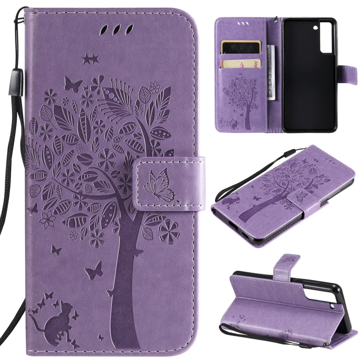 Tree & Cat Pattern Pressed Printing Horizontal Flip PU Leather Case with Holder & Card Slots & Wallet & Lanyard, For Xiaomi Redmi Note 10 4G, For Xiaomi Redmi Note 10 Pro, For Samsung Galaxy A32 4G, For Samsung Galaxy S21 FE, For Xiaomi Mi 11 Lite 5G��...