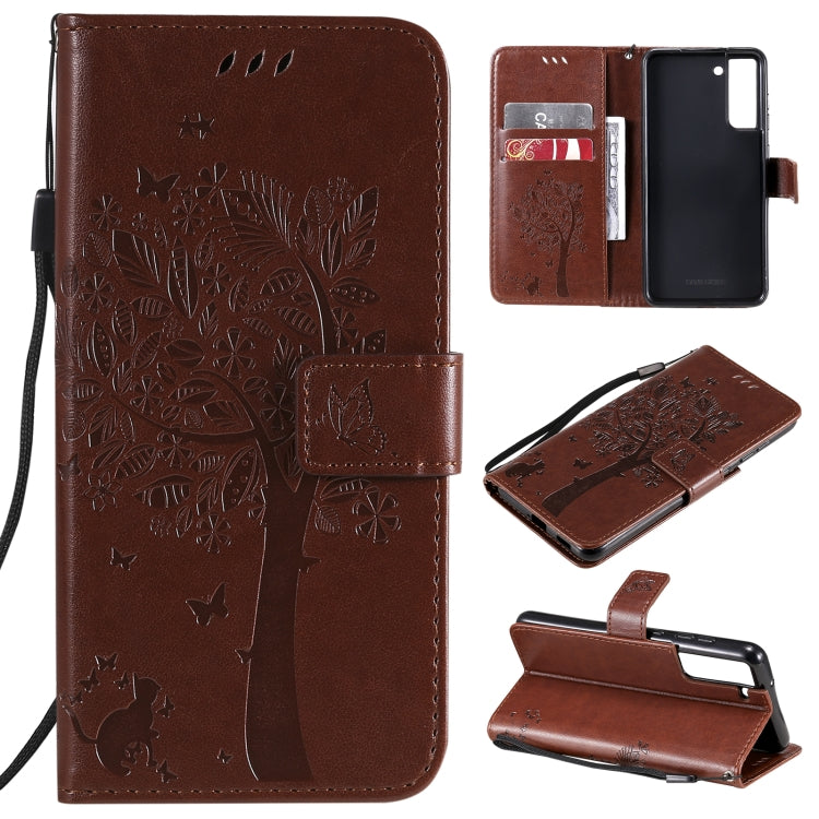 Tree & Cat Pattern Pressed Printing Horizontal Flip PU Leather Case with Holder & Card Slots & Wallet & Lanyard, For Xiaomi Redmi Note 10 4G, For Xiaomi Redmi Note 10 Pro, For Samsung Galaxy A32 4G, For Samsung Galaxy S21 FE, For Xiaomi Mi 11 Lite 5G��...