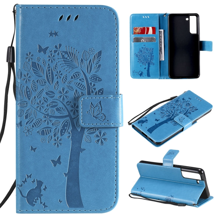 Tree & Cat Pattern Pressed Printing Horizontal Flip PU Leather Case with Holder & Card Slots & Wallet & Lanyard, For Xiaomi Redmi Note 10 4G, For Xiaomi Redmi Note 10 Pro, For Samsung Galaxy A32 4G, For Samsung Galaxy S21 FE, For Xiaomi Mi 11 Lite 5G��...