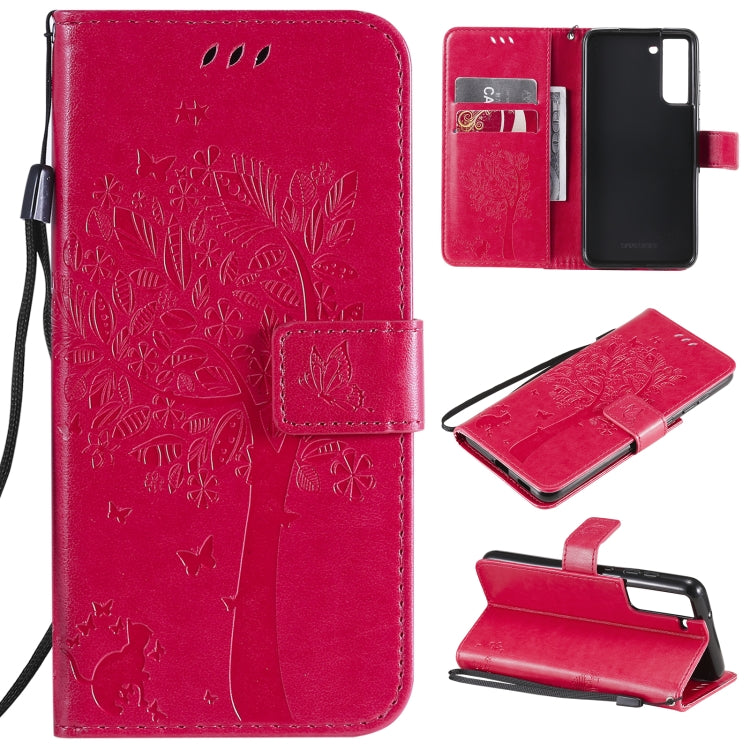 Tree & Cat Pattern Pressed Printing Horizontal Flip PU Leather Case with Holder & Card Slots & Wallet & Lanyard, For Xiaomi Redmi Note 10 4G, For Xiaomi Redmi Note 10 Pro, For Samsung Galaxy A32 4G, For Samsung Galaxy S21 FE, For Xiaomi Mi 11 Lite 5G��...