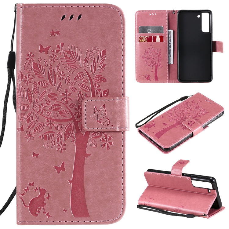 Tree & Cat Pattern Pressed Printing Horizontal Flip PU Leather Case with Holder & Card Slots & Wallet & Lanyard, For Xiaomi Redmi Note 10 4G, For Xiaomi Redmi Note 10 Pro, For Samsung Galaxy A32 4G, For Samsung Galaxy S21 FE, For Xiaomi Mi 11 Lite 5G��...