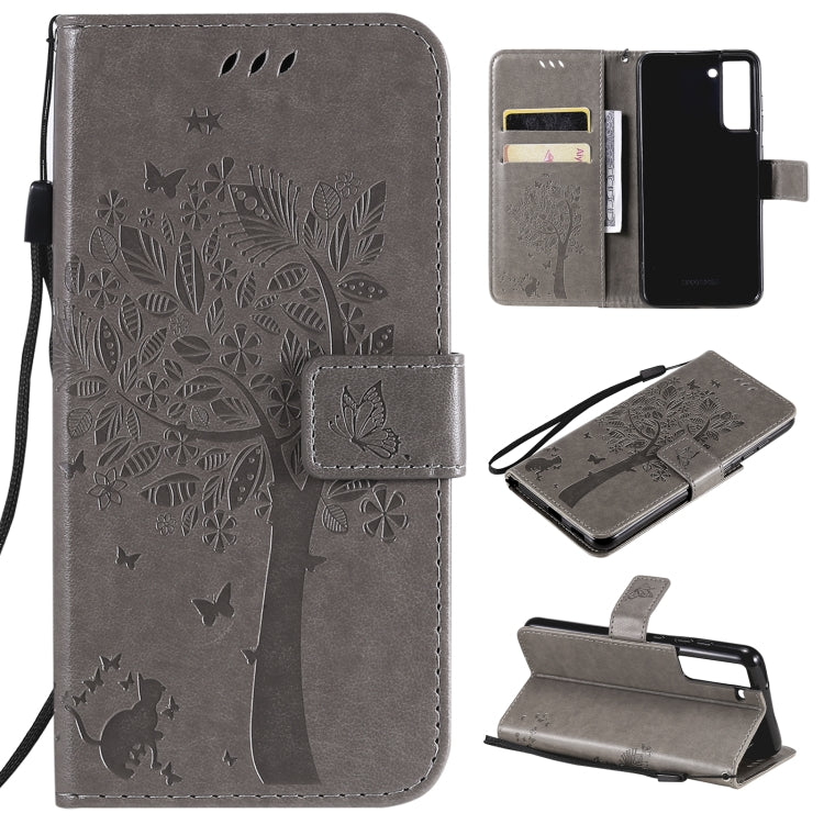 Tree & Cat Pattern Pressed Printing Horizontal Flip PU Leather Case with Holder & Card Slots & Wallet & Lanyard, For Xiaomi Redmi Note 10 4G, For Xiaomi Redmi Note 10 Pro, For Samsung Galaxy A32 4G, For Samsung Galaxy S21 FE, For Xiaomi Mi 11 Lite 5G��...